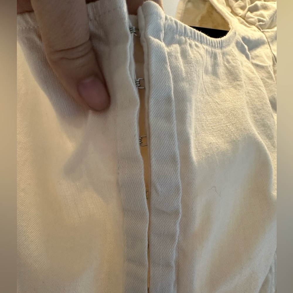 NWT Free People Cream Denim Minidress Puff Sleeve Cheyenne Sundress NEW - Picture 12 of 16